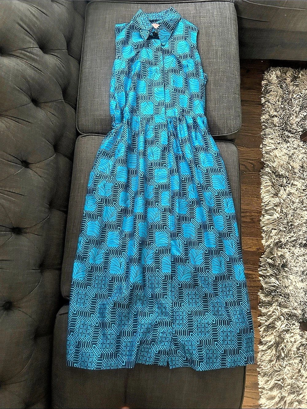 Elisamama Blue Geometric Maxi Dress Like New